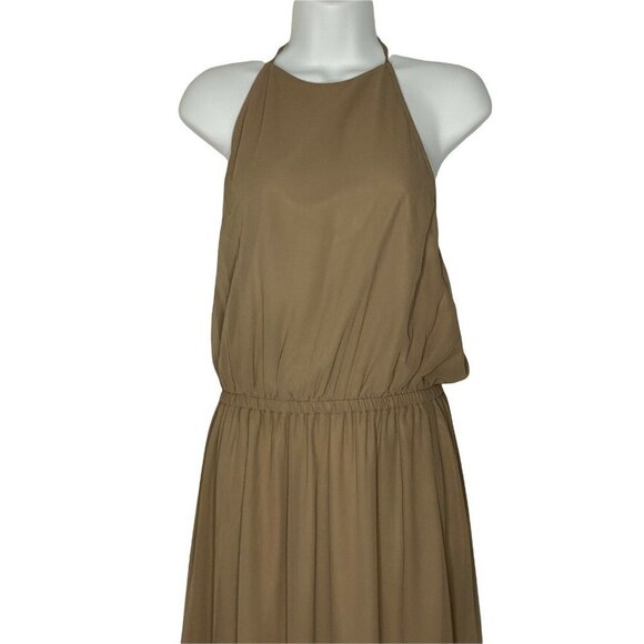 Show Me Your MuMu Woman's Heather Halter Maxi Dress Dune SZ XL - Picture 3 of 11